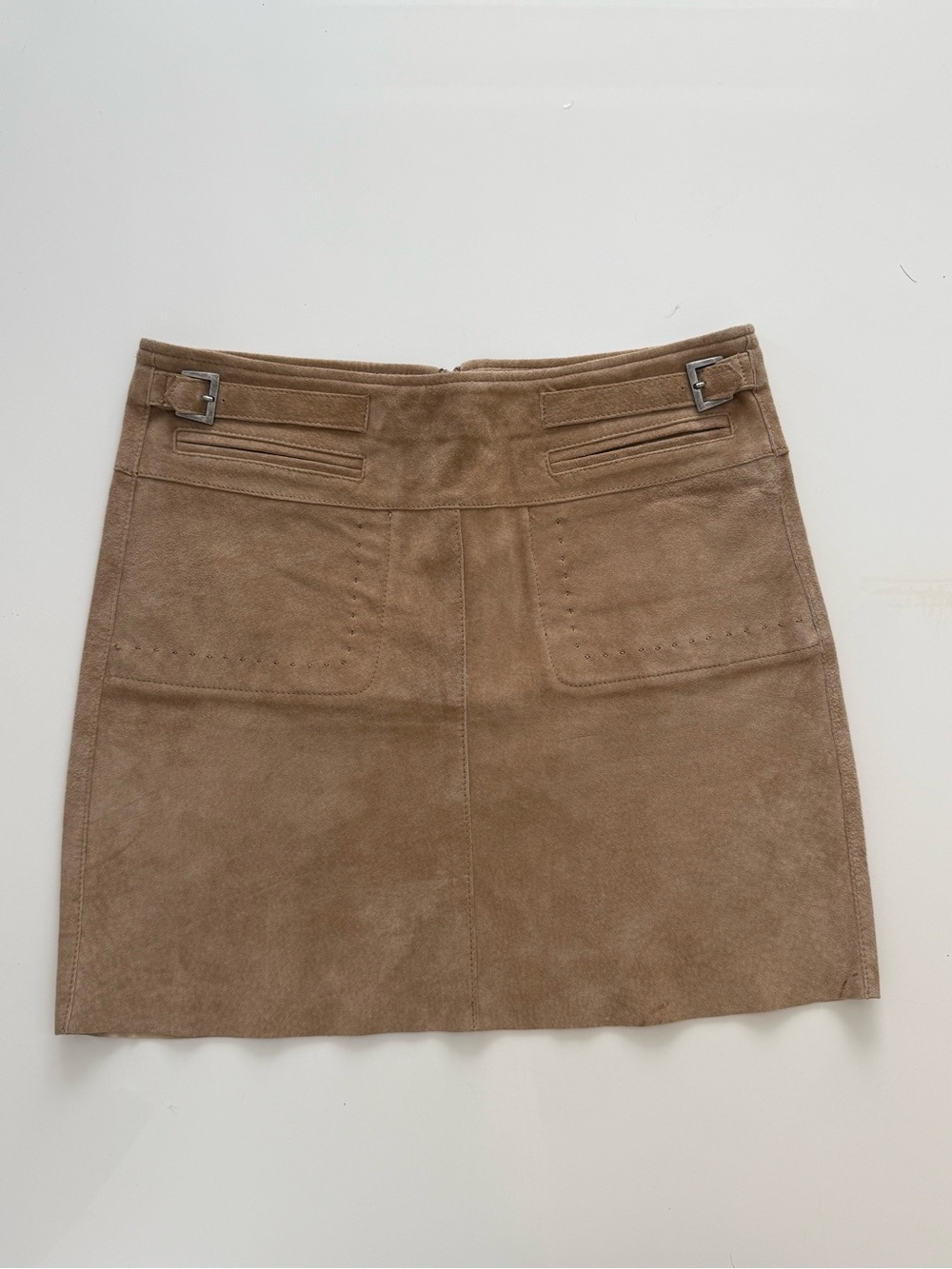 Vintage Y2K June Suede A-Line Mini Skirt in Tan
